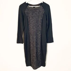 Weekend Max Mara Gray Wool Long Sleeve Illusion Panel Dress